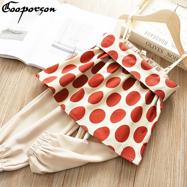 

Girls Clothes Set Summer Strap Clothing Suit Red Dot Shirt and Pants New Fashin 2019 2 Pcs Baby Girl's Clothes Sets