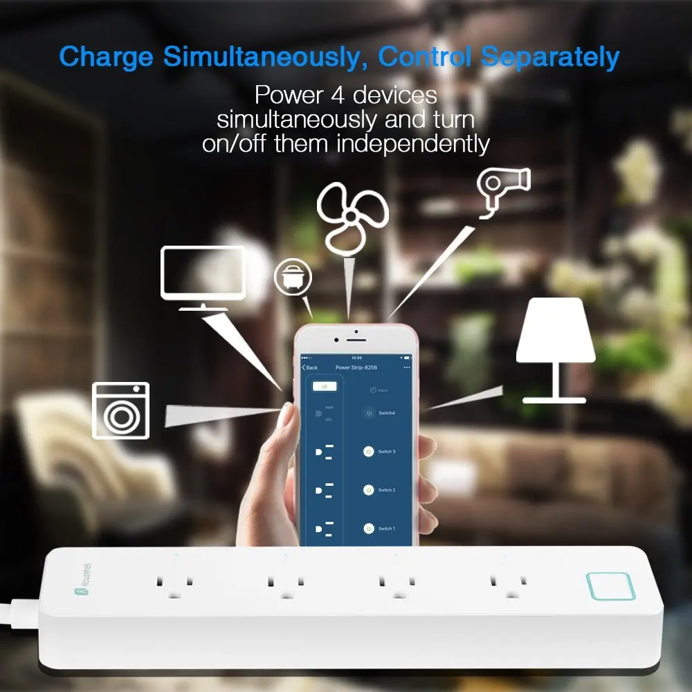 MXQ WiFi умная розетка домашняя полоса питания с 4 выходами работает Alexa пультом