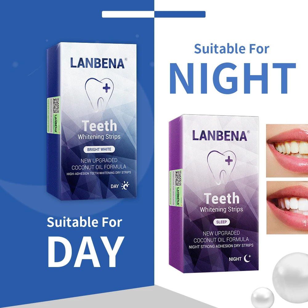 Lanbena отбеливание зубов полоски ежедневное использование + ночная гигиена полости