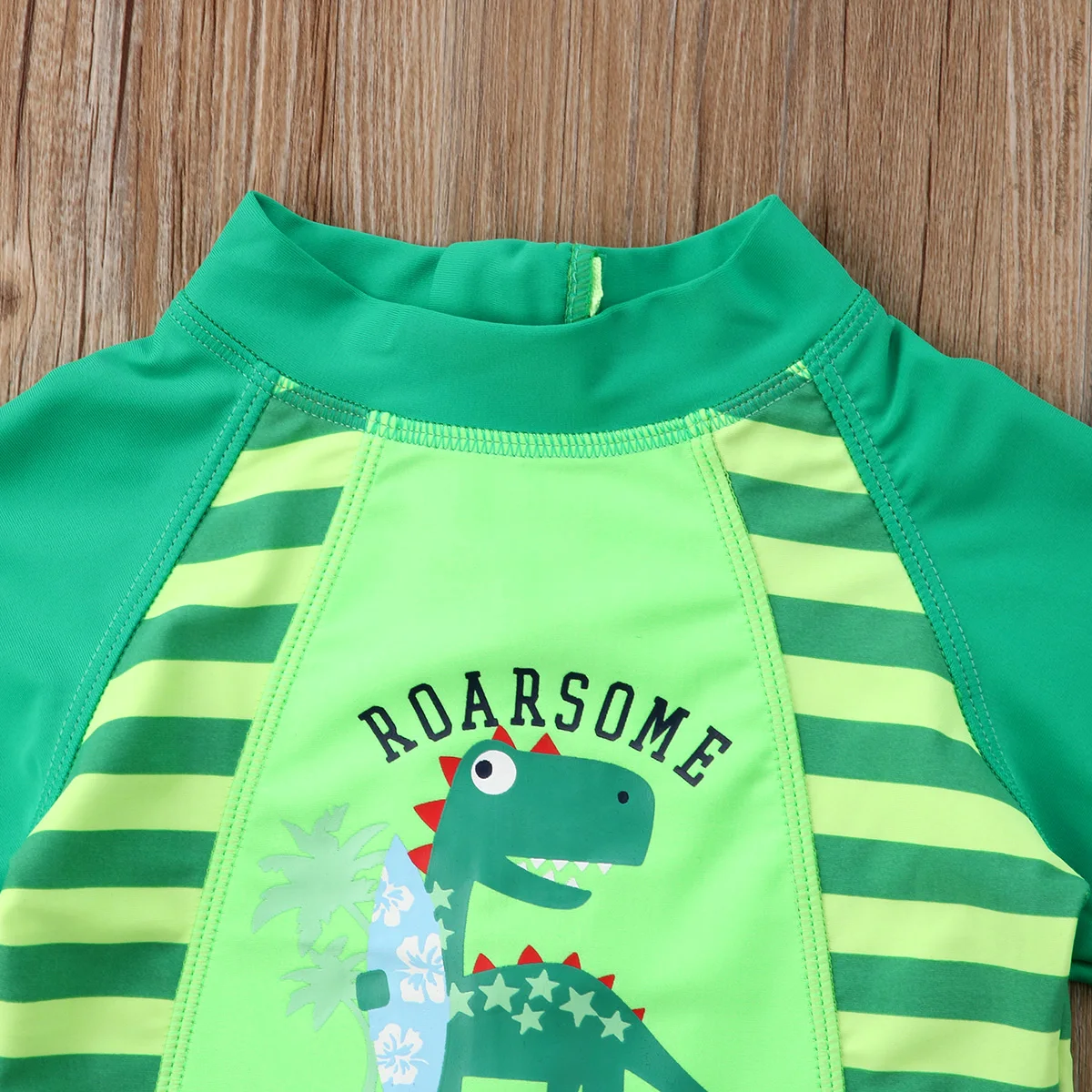 Baby Kid Boy Dinosaur Long Sleeve Sun Protective Swimwear Rash Guard Swimsuit Hat Swimming Bathing |