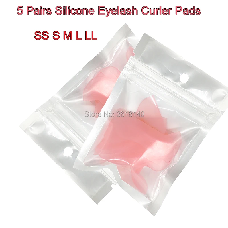 

5 Pairs Pink Silicone Gasket Eyelash Perming Curler Shield Pads for Eyelashes Extension Eyelash Curling SS S M L LL 5 Sizes