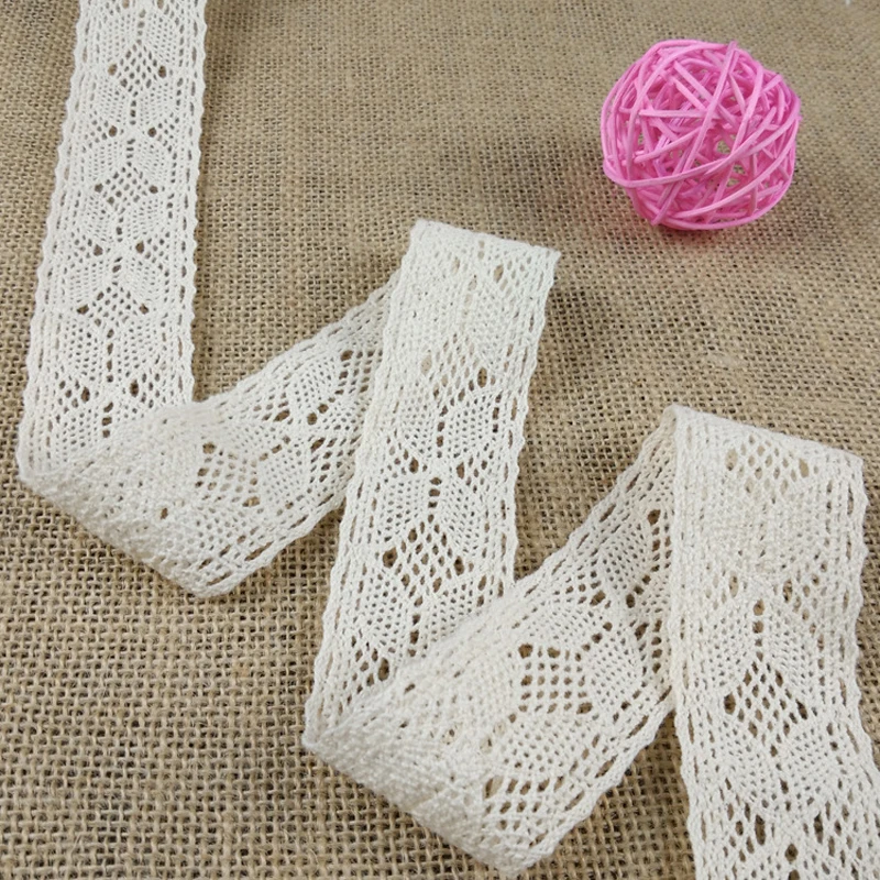 

20yards 3.9cm Beige Cotton Lace Trim fabric lace Ribbon Handmad DIY dress Shoes skirt Hat Tablecloth Apparel Sewing Accessories