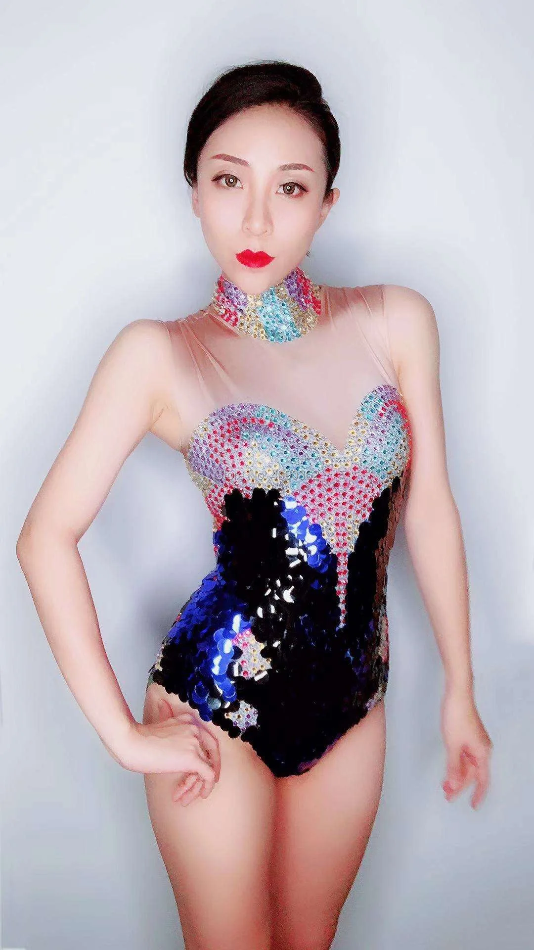 Новинка 2021 женское блестящее боди стразы сексуальные яркие блестки Стрейчевые