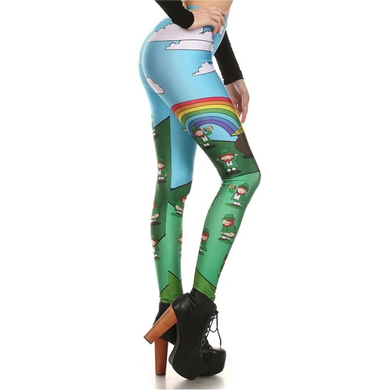 VIP модные для лета и осени женские леггинсы новые плотные девочек Leprevhaun с принтом