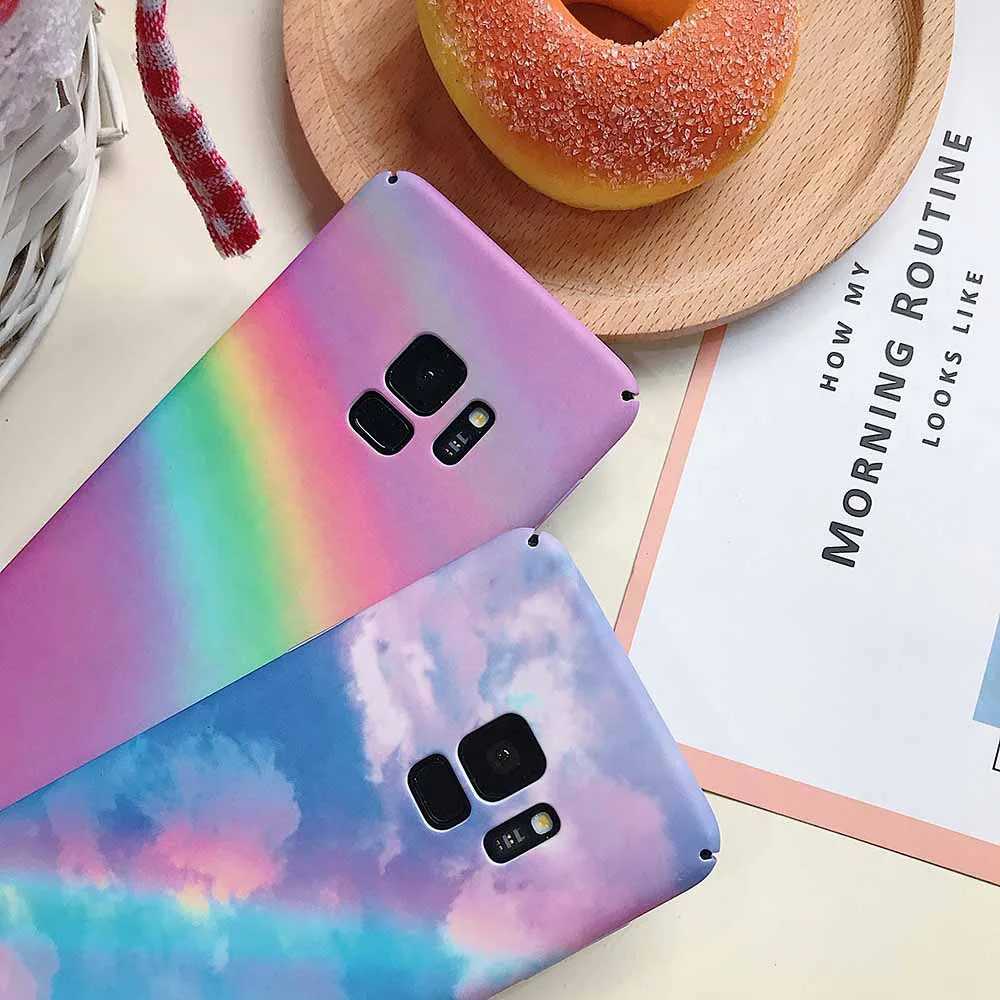 KISSCASE Rainbow Pattern Phone Case For Samsung Galaxy Note 8 9 S7 S8 S9 Plus Edge Hard PC Matte Colorful Cases Covers Fundas |