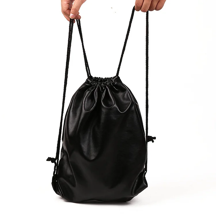 

eTya Leather Women Backpack Drawstring School Bags for Teenagers Girls Small Backpack Female Travel Beach Casual Drawstring Bag