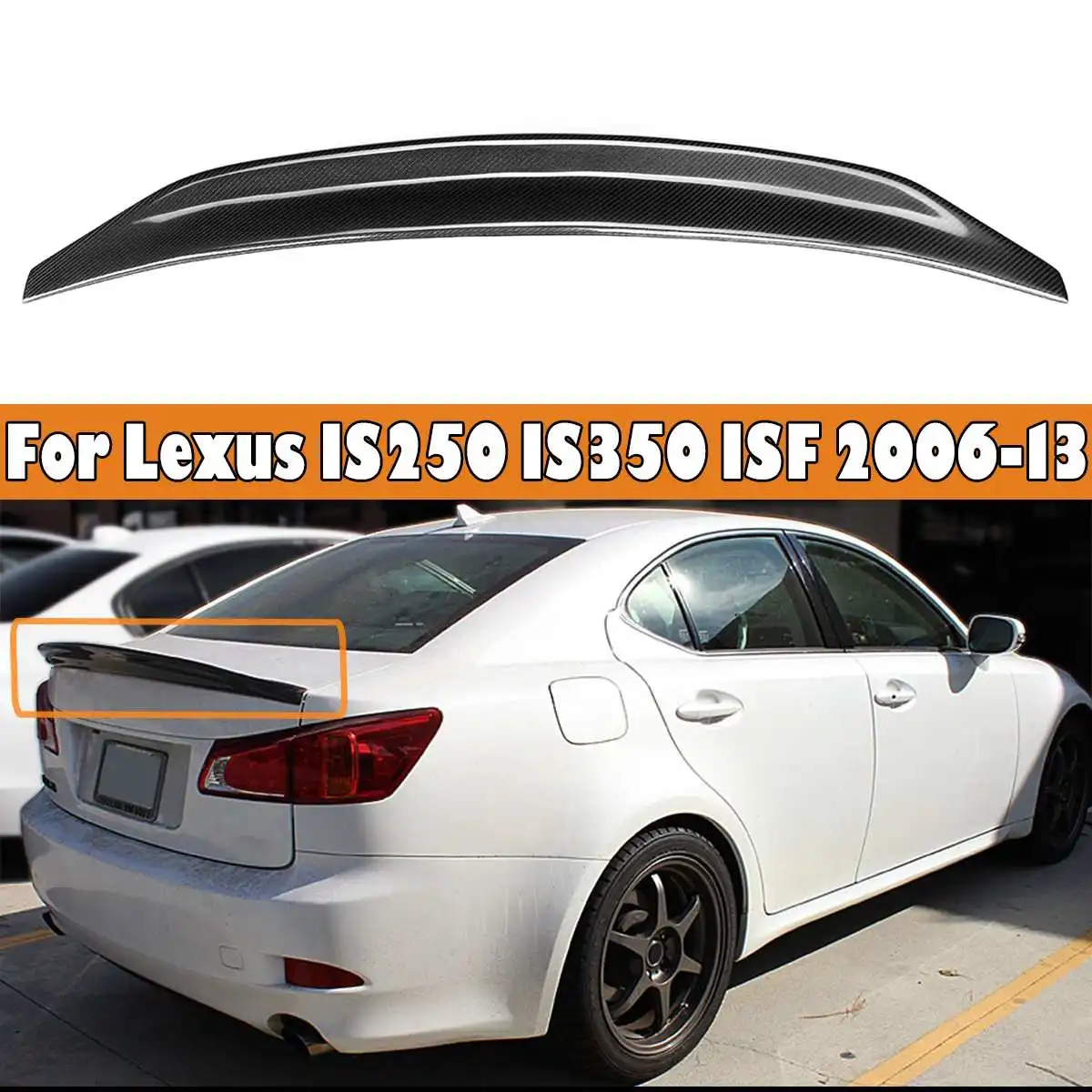 Глянцевый спойлер на багажник из углеродного волокна для Lexus IS250 IS350 ISF 2006 2013 JDM