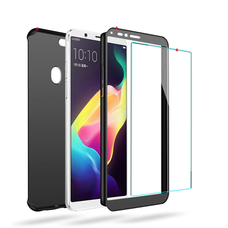 Чехол с полным покрытием из закаленного стекла для OPPO F1S F5 F7 A59 A73 A83 R15 Pro 360