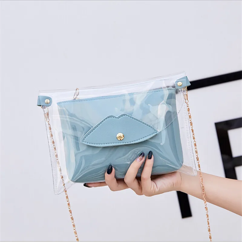 Женские пляжные сумки Pursebag ПВХ Ясный Прозрачный Сумочка с короткими ручками