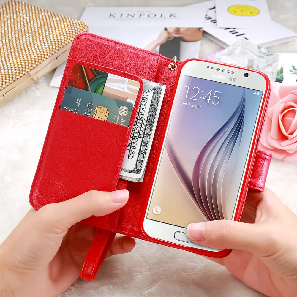 KISSCASE чехол для телефона с отделением карт Samsung Note 4 5 Edge Чехлы Камелия ретро