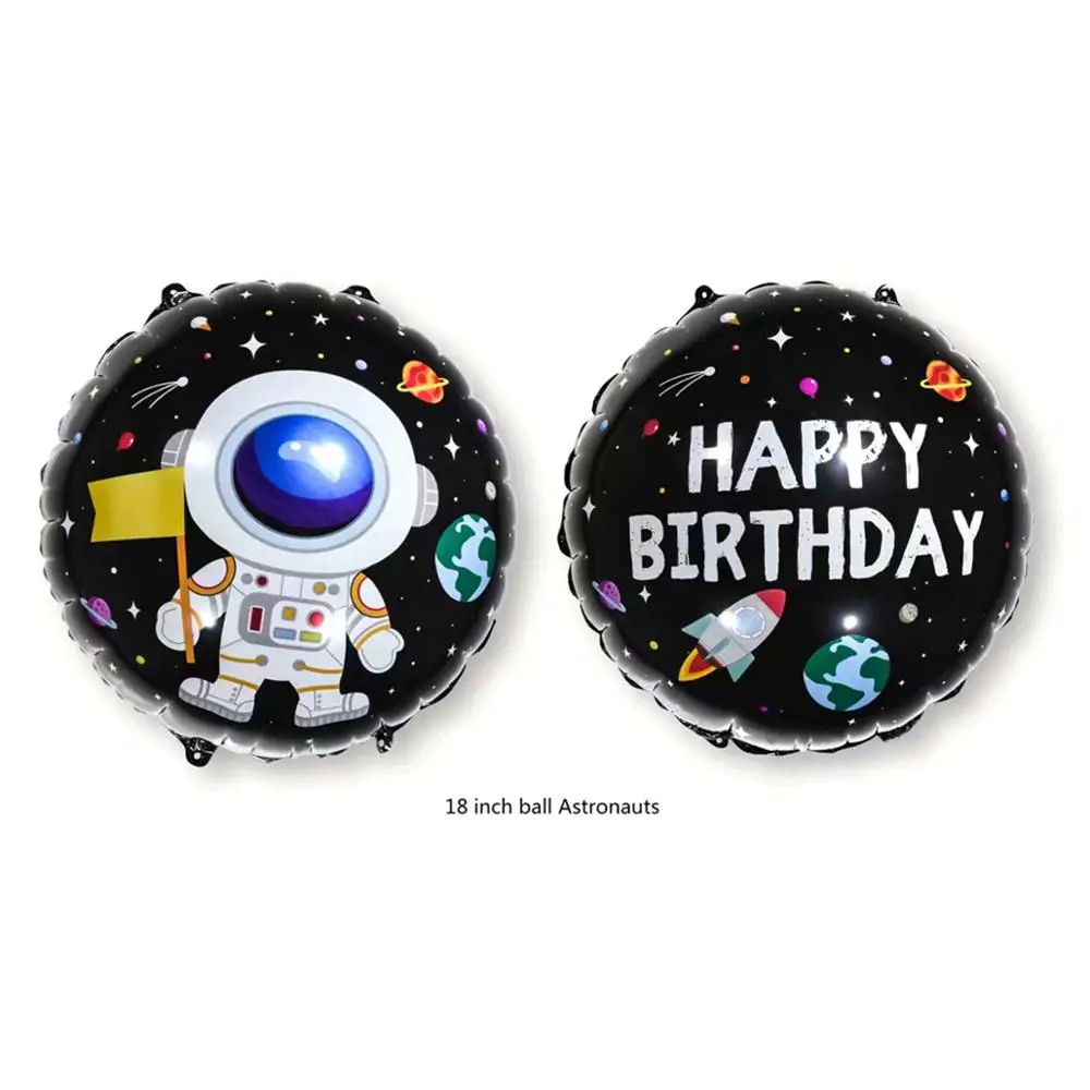 

Taoup Big Cartoon Galaxy Rocket Astronaut Balloons Foil Sci-Fi Space Travel Theme Party Supplies Happy Birthday Balloons Figures