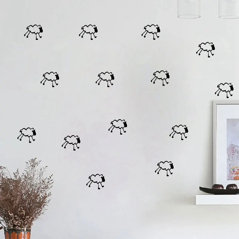 15 шт./компл. Мультяшные маленькие овечки DIY виниловые наклейки на стену съемные