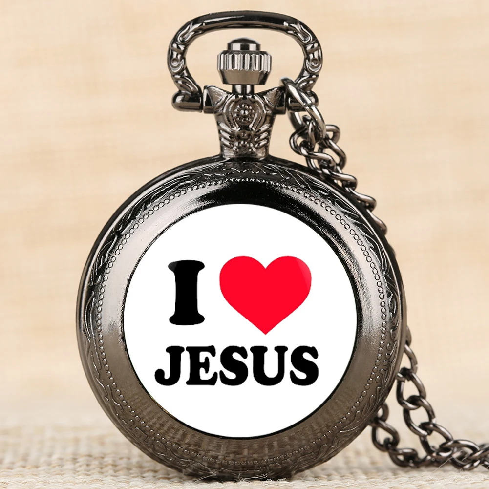 

Кварцевые I Love Jesus серии карманные часы для мужчин для женщин элегантное подвесное ожерелье часы цепи для друга