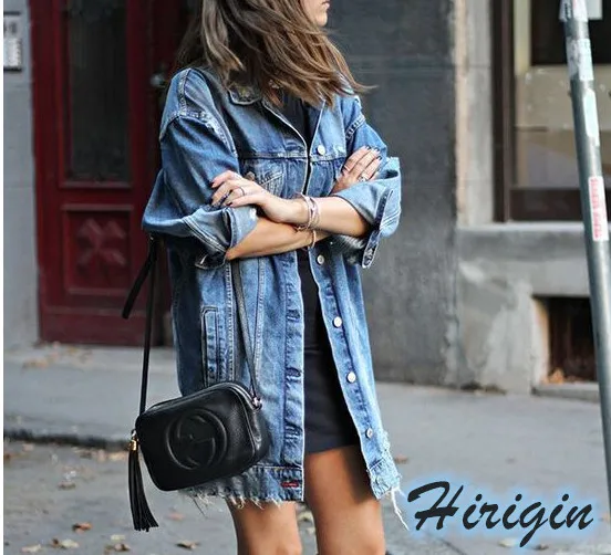 Женская летняя одежда новинка 2019 Длинная свободная джинсовая куртка на