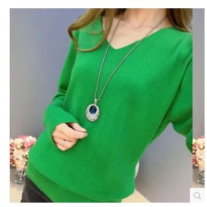 Autumn Winter V-neck women Sweater Female Pullover Cashmere Bottoming sweater Solid Color Long Sleeve Loose tops | Женская одежда