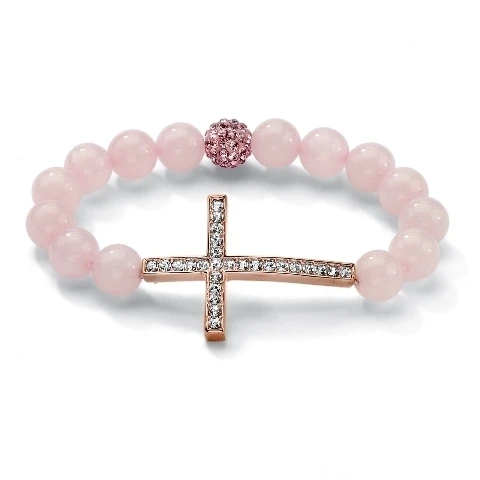 PalmBeach ювелирные 51726 круглый из натуральной стразы розового кварца акцент Rosetone