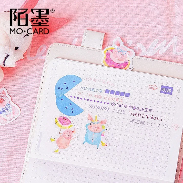 

46PCS/box Cute New Pink Piglet Paper Lable Sealing Stickers Crafts Scrapbooking Decorative Lifelog DIY Stationery Sticker