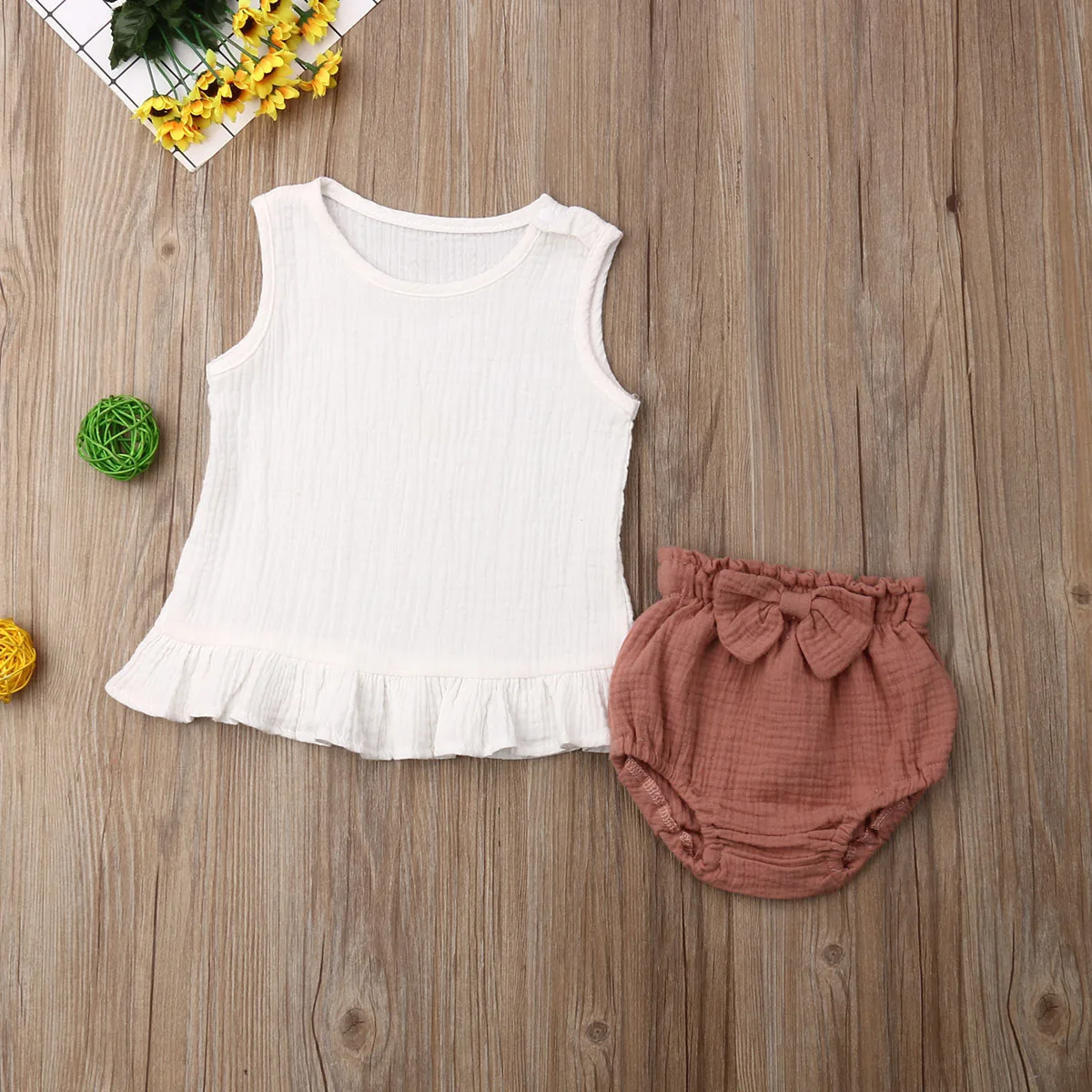 Одежда для маленьких девочек летние топы новорожденных платье-майка штаны с