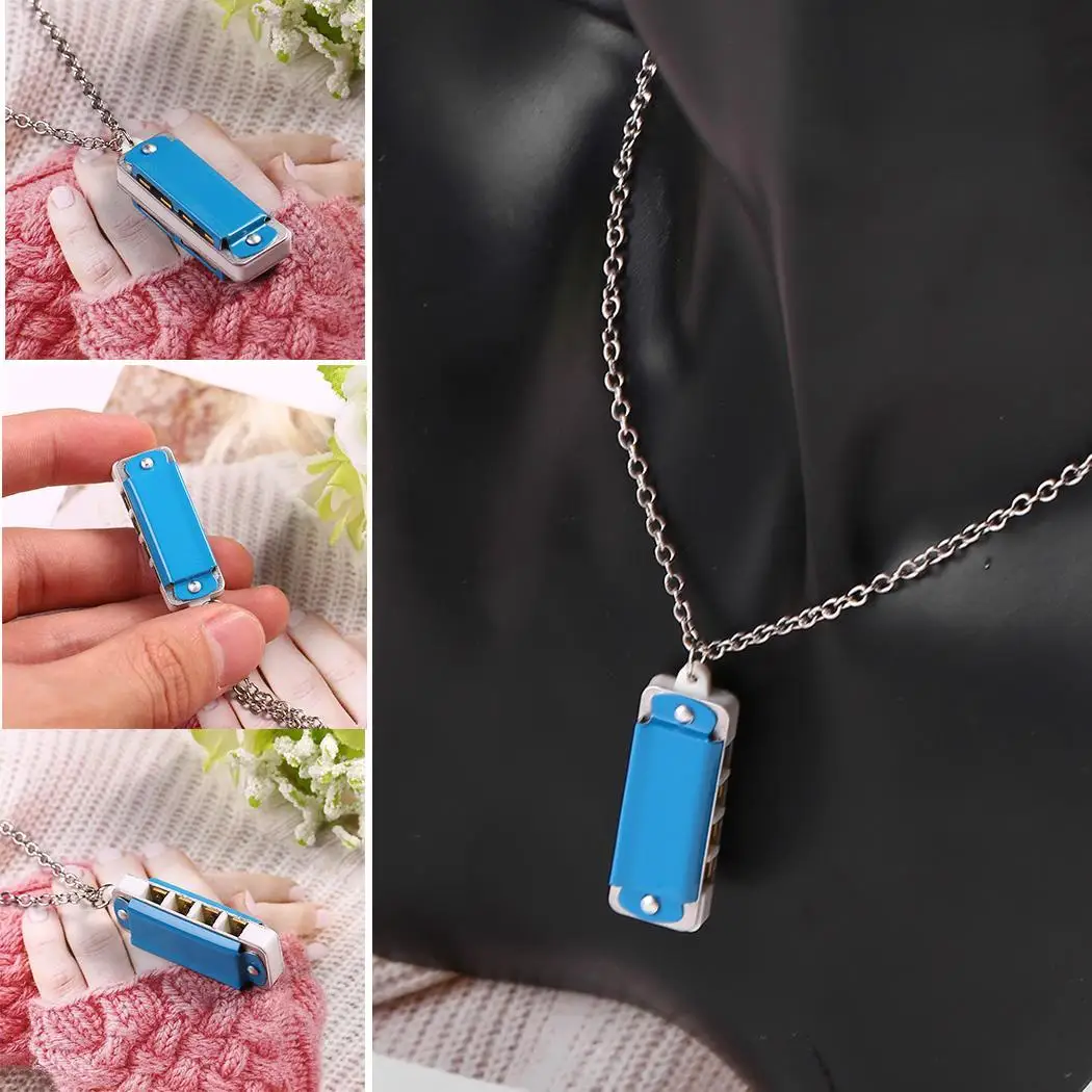 Дети 4 отверстия 8 тон Мини гармоника с necklace ем дома школы и т. д. цепь игрушка 12 г