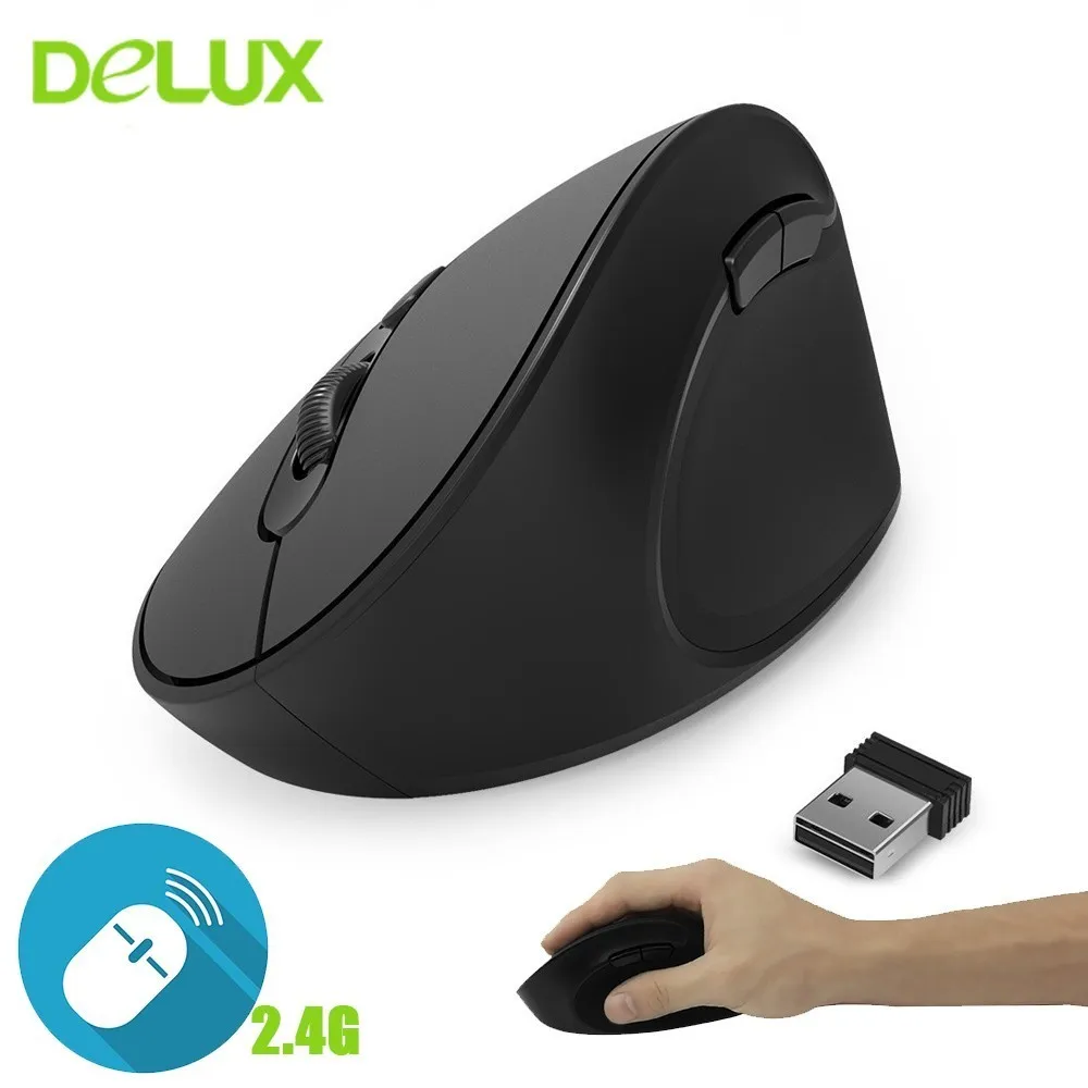 Delux M618se 2,4G беспроводная мышь эргономичная Вертикальная 6 кнопок 1600 точек/дюйм оптическая офисная компьютерная мышь игровая Foroverwatch Pc ноутбук