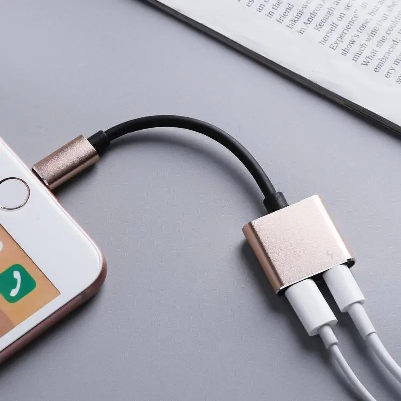 2 в 1 двойной адаптер аудио наушники зарядки Splitter кабель для iPhone X 8 7 | Мобильные