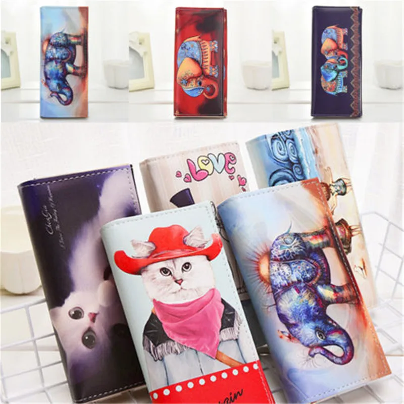 Женский прямоугольный кошелек с рисунком слона новый стиль 2019|Женские кошельки| |