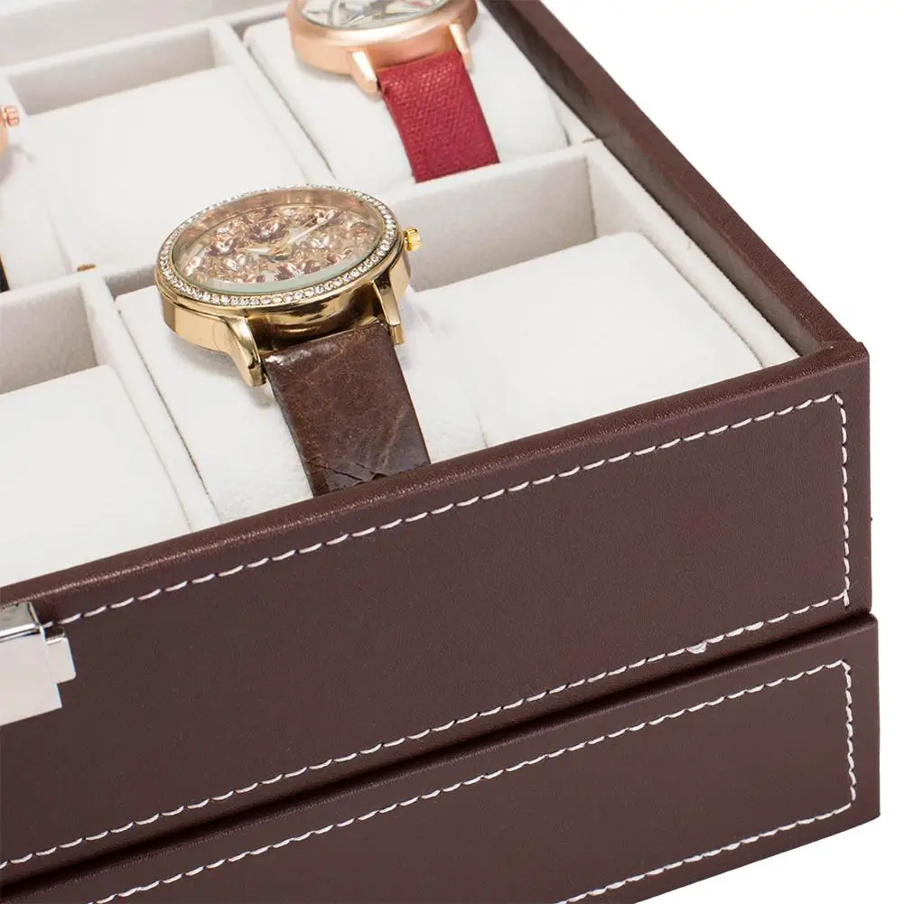 12 слотов коробка для часов Органайзер Запираемая выставочная витрина украшений