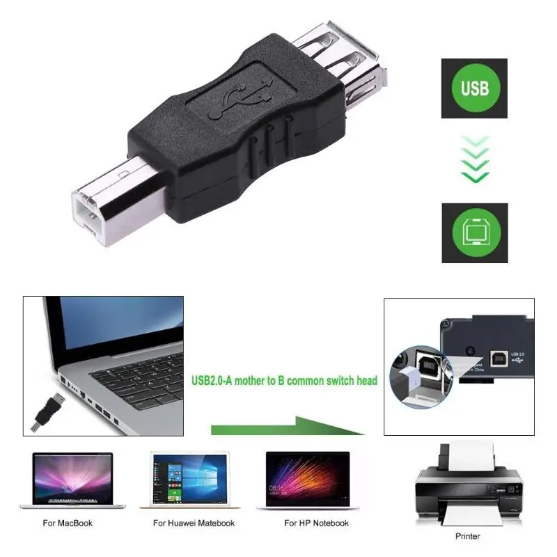 Переходник USB 2 0 A мама B папа конвертер AF BM портативный черный мини адаптер для ПК