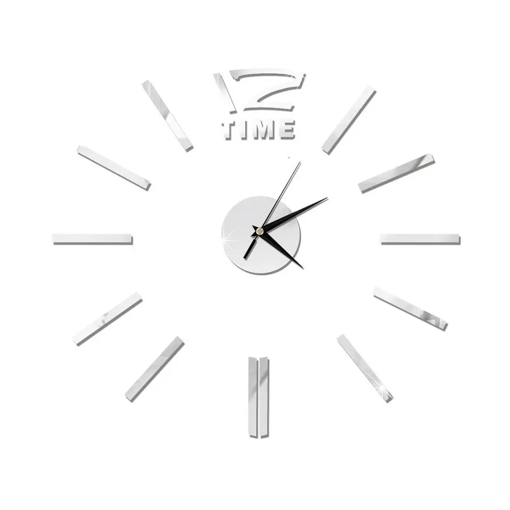 Fai Da Te Grande Orologio da Parete Kit 3D specchiо поверхность Adesivo|Настенные часы| |