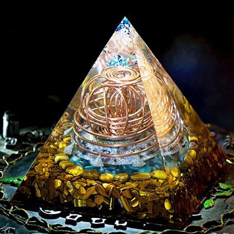AURA REIKI Orgonite Energy Crystal Pyramid Reiki Healing Purifies Mind Renewal Magnetic Field Resin Decorative Craft Jewelry