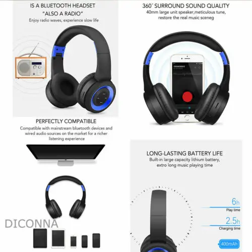 Беспроводные Bluetooth наушники Складные стерео с тяжелыми басами | Электроника