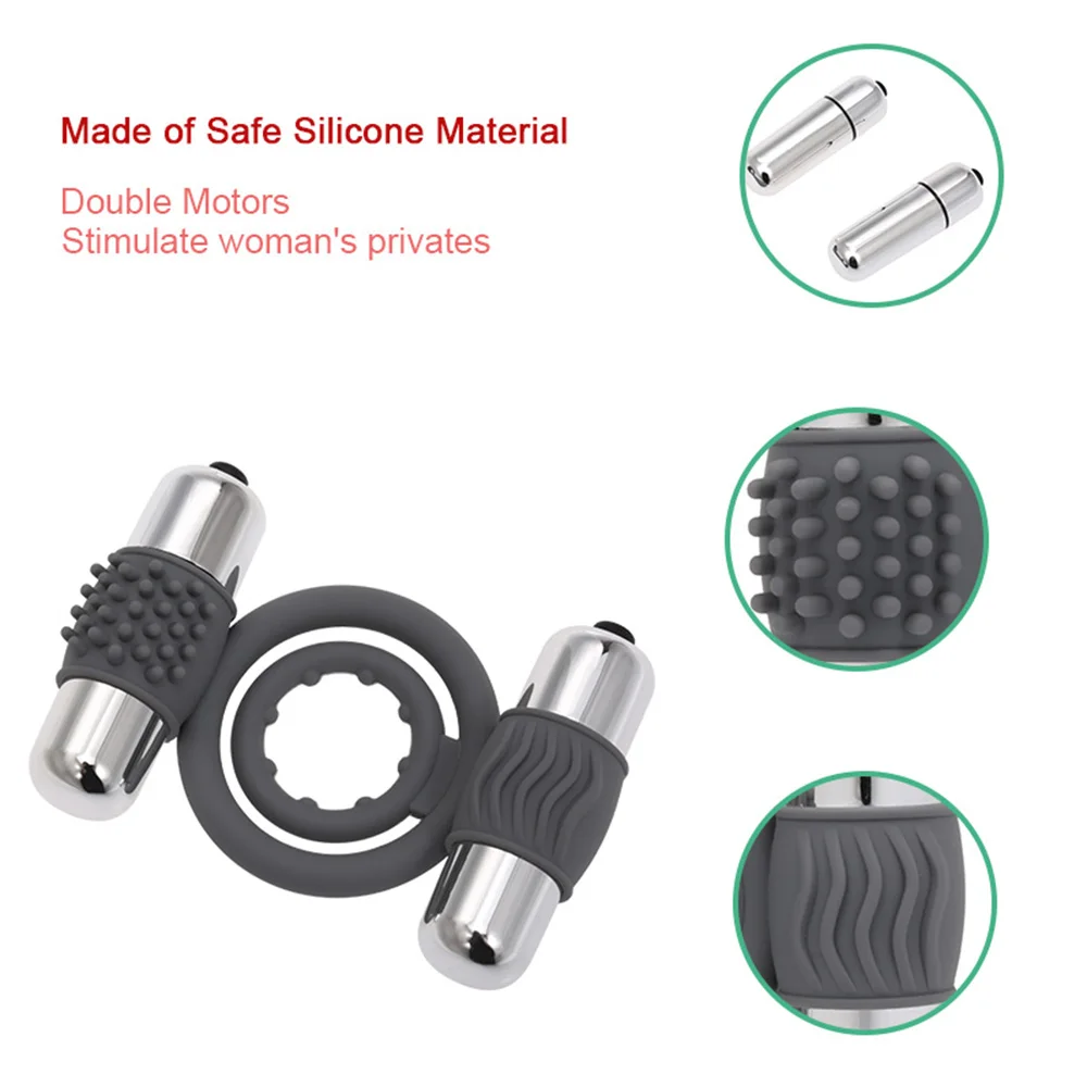 Мощное вибрирующее кольцо на пенис Удлинительное Кольцо для эякуляции двойные
