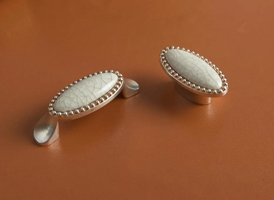 Antique Silver Dresser Knob Drawer Pull Knobs Crackle Porcelain Kitchen Cabinet Door Handle Furniture Hardware|Ручки шкафа| |