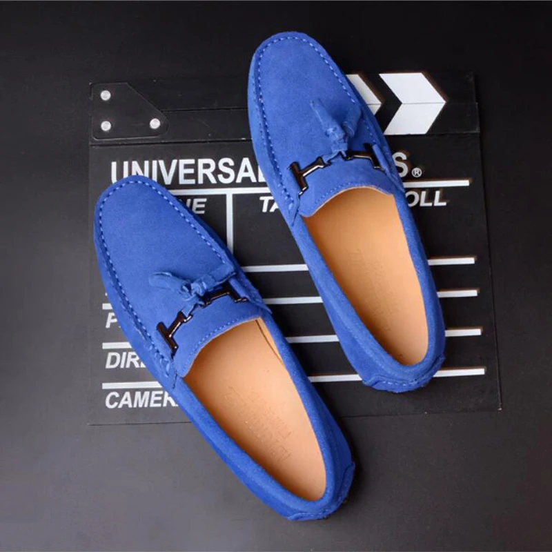 Mens Casual Shoe Loafers Genuine Leather Shoes Men Big Size 46 Driving Boat Slip-on Suede Dress 2019 New | Обувь