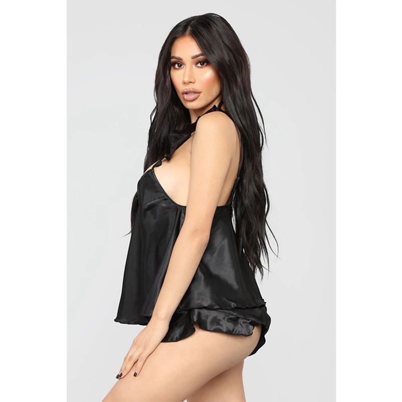 2 шт сексуальное летнее белье атласная Слик Женская одежда для сна топы шорты с