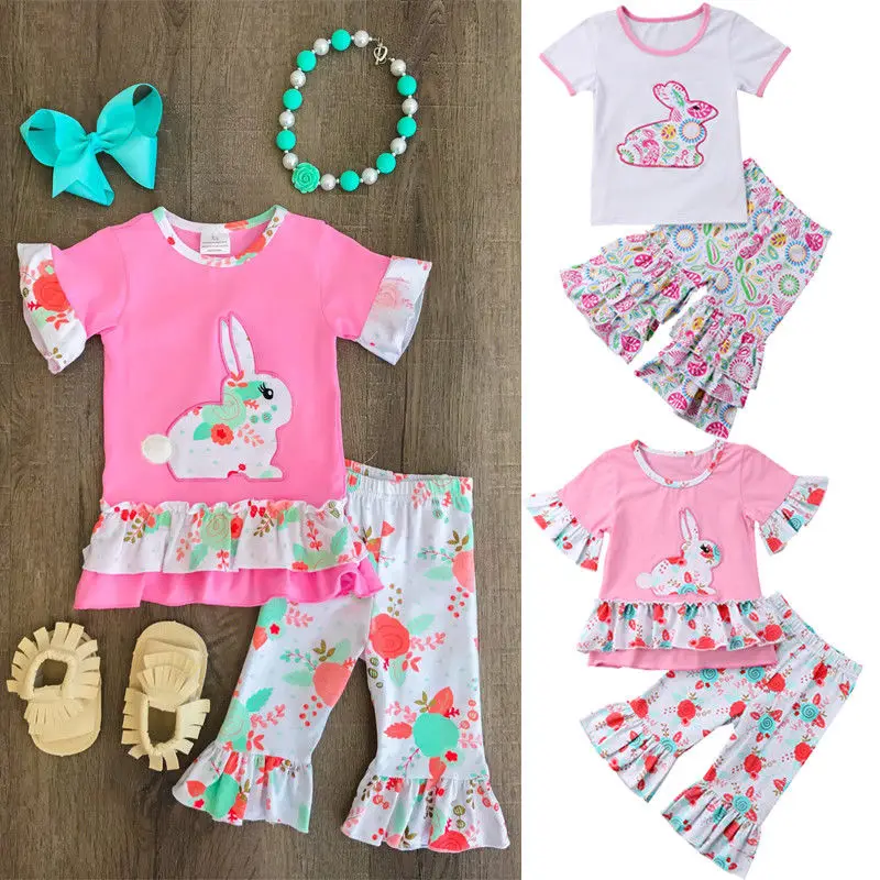 Emmababy блузка с пасхальным кроликом для маленьких девочек брюки леггинсы детская