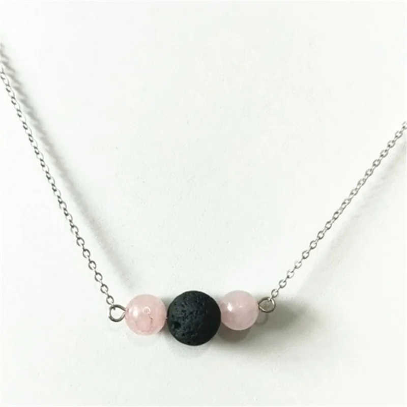 Ожерелье из натурального камня черная бусина лавового ароматерапия эфирное