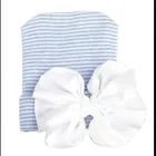 Удобная шапочка с бантом для новорожденных девочек; Больничная шапочка; однотонная шапка для девочек