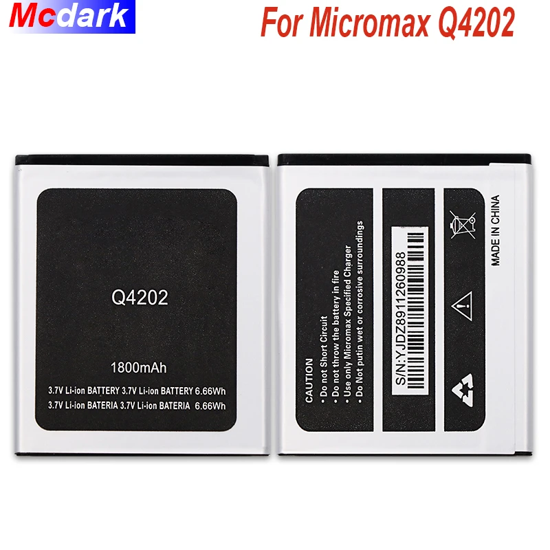 Mcdark 1800 мАч Высококачественная сменная батарея для Micromax Q4202 аккумуляторная AKKU ACCU