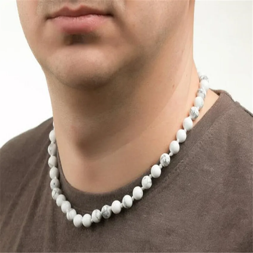 8 мм Howlite белое ожерелье браслет mala MONK new pray Tibet Серебряная цепочка венок манжета