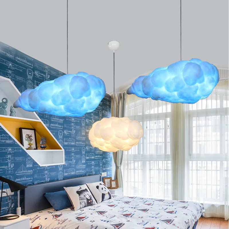 

Pure White Cloud Pendant Lights Cotton Silk E27 Hanglamp Kidsroom Bedroom Dinning Room Hotel Ceiling Hang Light Fixture