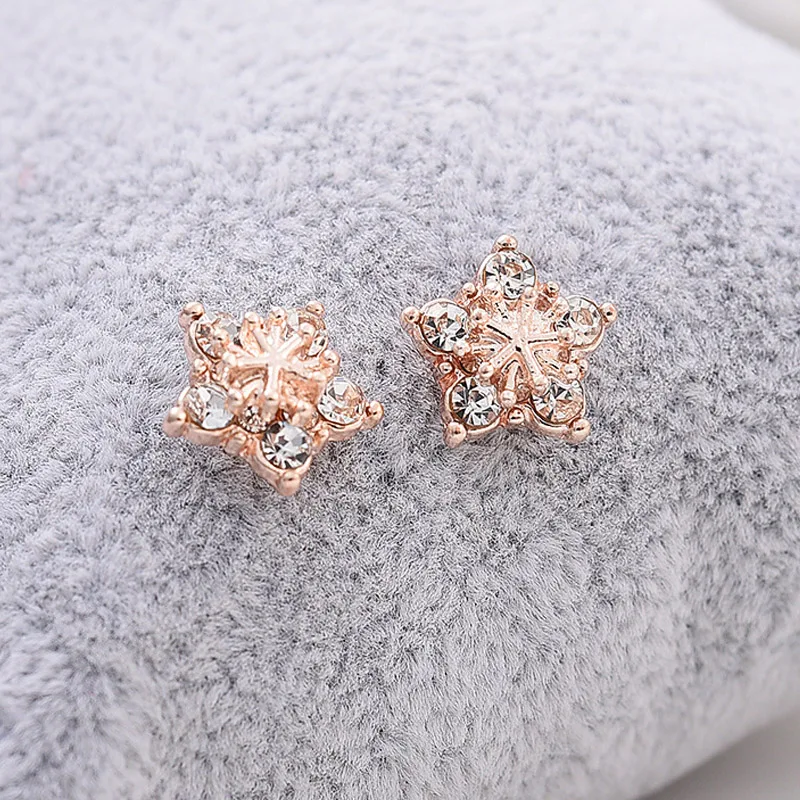 Новое поступление изящный Цветок 1 пара уникальные серебряные снежинки Кристалл