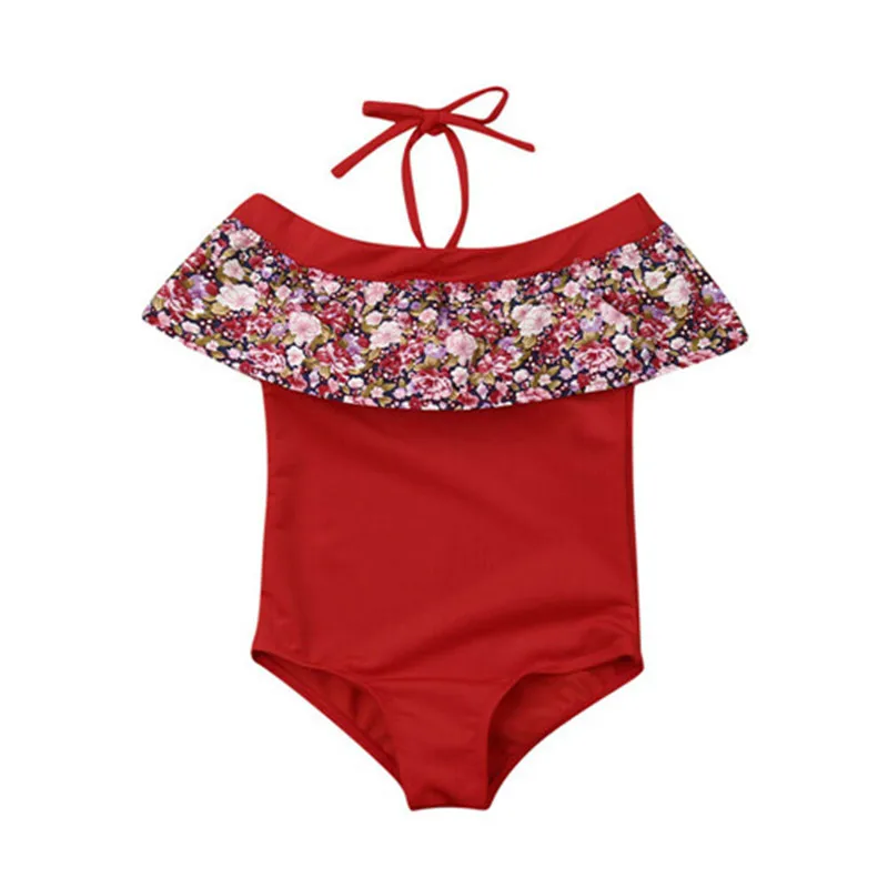 Модный летний красивый купальник с цветочным принтом для маленьких девочек