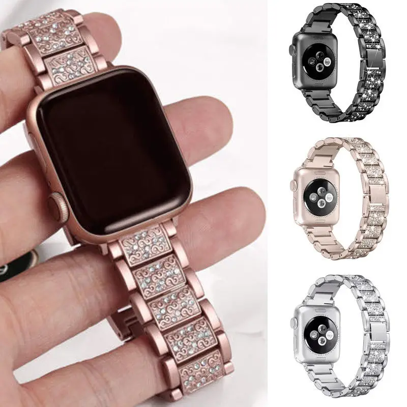 Браслет из нержавеющей стали iWatch ремешок для Apple Watch 38/42 мм браслет со стразами