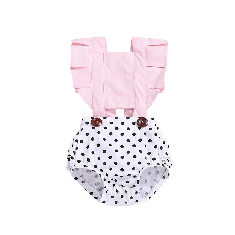 Baby Girls Clothes Newborn Infant Girl Dot Floral Romper Sleeveless Outfit Wave Point Flower Outfits |