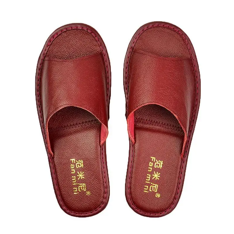 Spring Summer Leather Slippers Home Genuine Sandals And Indoor Non-Slip Residence Inn Floor Tendon PU | Обувь