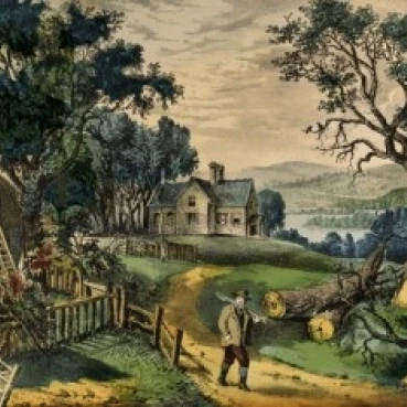 My Boyhood Home Currier & Ives (активный 1857 1907/Американский) литографический постер