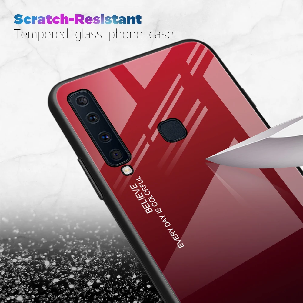 Градиентный чехол из закаленного стекла для телефона Samsung Galaxy A9 2018 SM-A920F A920