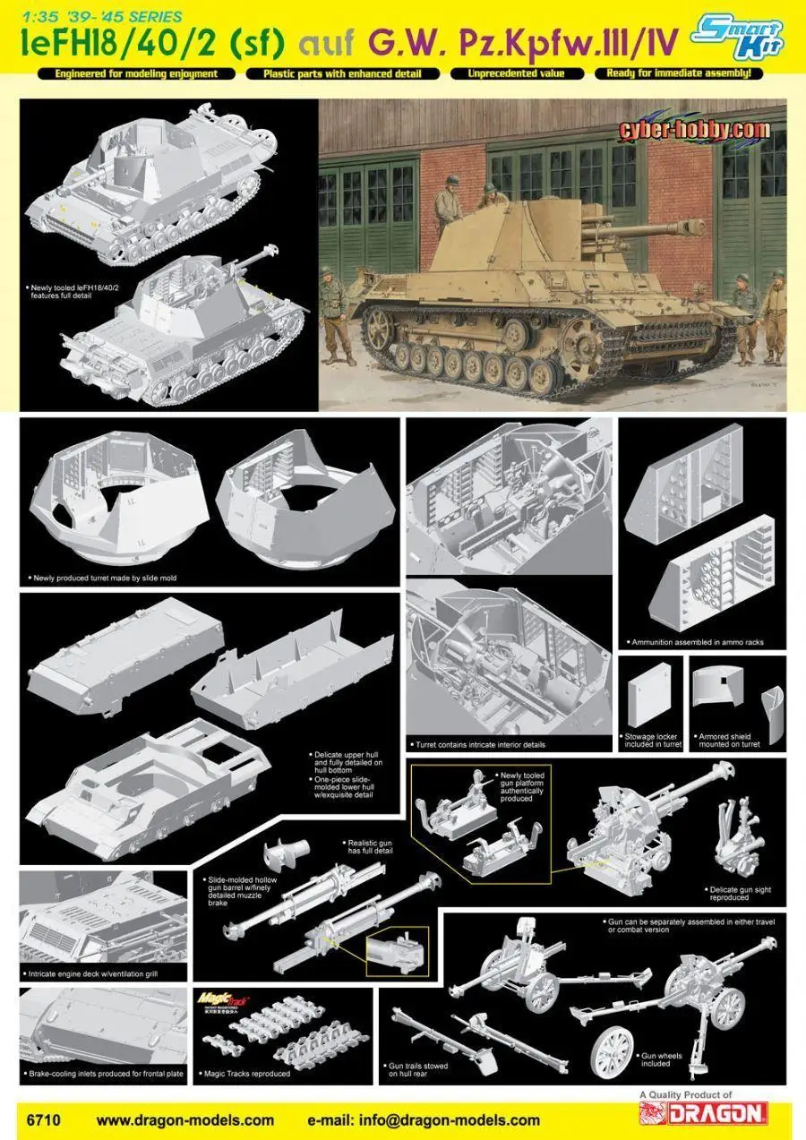 Дракон 6710 135 leFH 18402 (Sf) auf G.W. Набор моделей Pz.Kpfw.IIIIV (art.: 7ad4e0ff4) - 7ad4e0ff4
