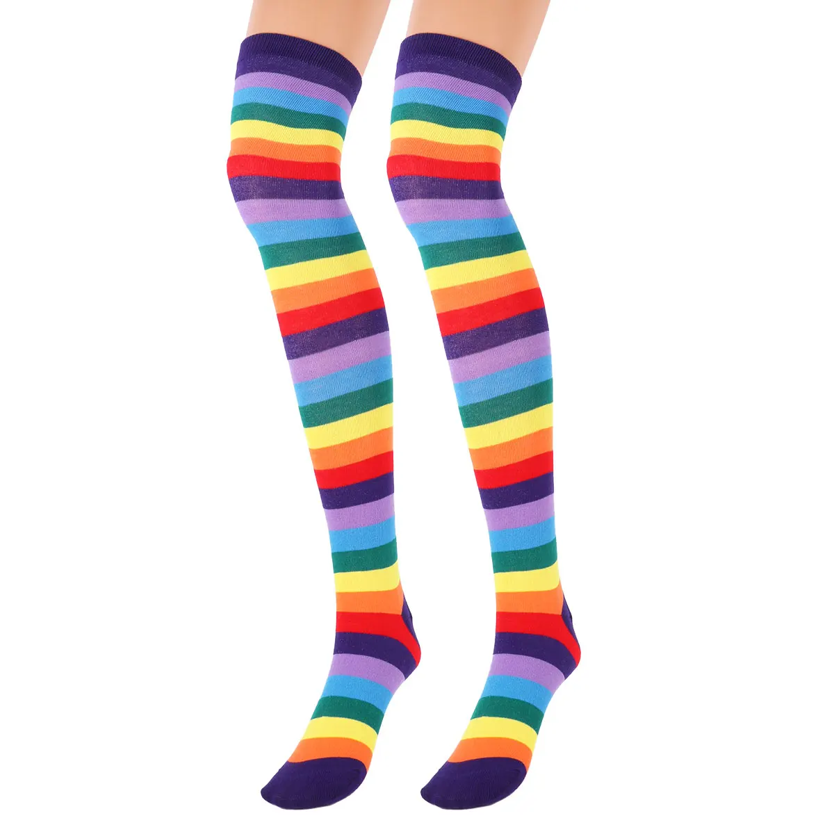 Разноцветные радужные чулки MSemis полосатые гольфы до бедра теплые перчатки